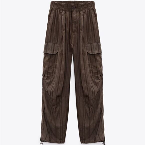 ZARA LACE TRIM CARGO PANTS - Picture 3 of 10